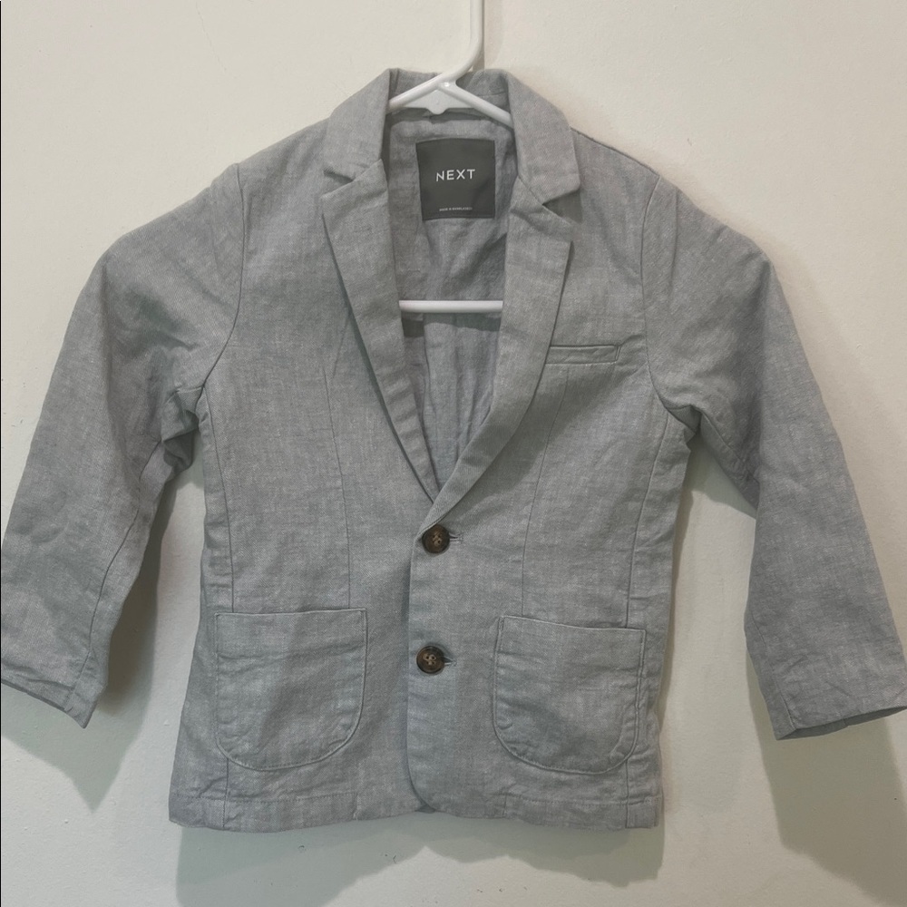 NEXT Toddler Boys Light Gray Blazer Linen Blend Blazer Size 4-5